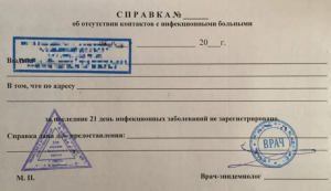 Справка об отсутствии контактов